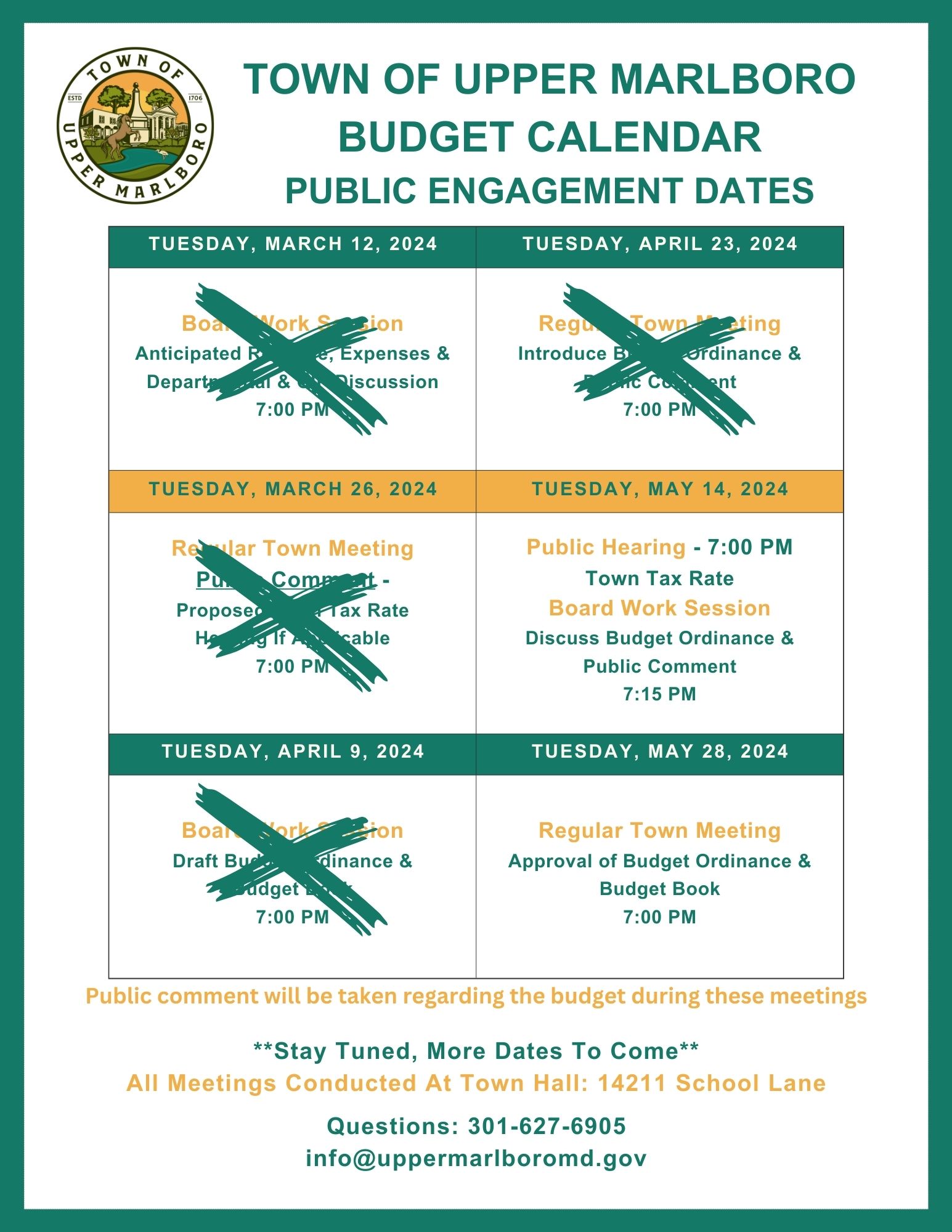 Public Engagement Dates
